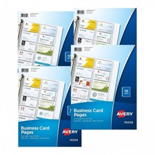 Avery 76009 Business Card Pages - 4 Pack 40 Sheets Total Clear, 3-Ring Binder