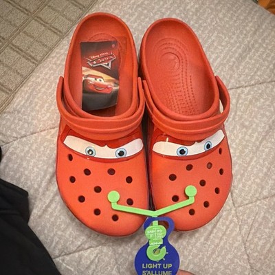 Crocs Lightning McQueen Cars Red Light-Up Clog Sandals Men Size 10