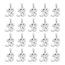 100Pcs A-Z Alphabet Charm Metal Alphabet B Letter Charm Initial Charm Silver