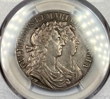 1689 William & Mary Great Britain Silver Half Crown PCGS XF40 First Shield S3434