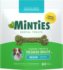 Minties Dental Chews for Dogs, 60 Count, Vet-Recommended 48 Ounces, Green