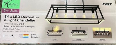 Feit Electric Katalyst 5-Light Matte Black LED Chandelier Light New