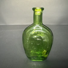 Wheaton Green Glass Ben Franklin Bottle Vntg Reproduction 3”T Excellent Cond
