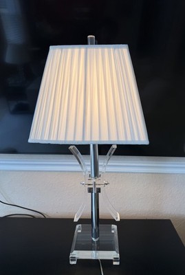 Vintage MCM Sculptural Lucite & Chrome Table Lamp - In the Style of Herb Ritts