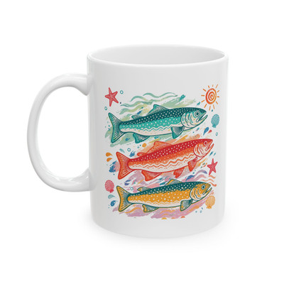 Colorful Fish Coffee Mug Coastal Ocean Fishing Lover Beach Gift Cup