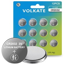 12 Pack CR2032 Lithium 3V Coin Battery for Airtag, Car Key Fob