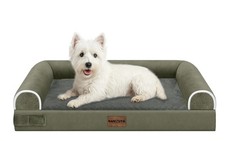 Orthopedic Medium Dog Bed Bolster Washable Egg Crate Foam Waterproof Dark Green