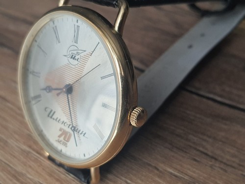 Vintage Men's watch Slava 2409 mechanical IL 70 years of Ilyushin GOLD Plated - Picture 3 of 19