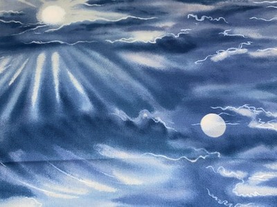 By 1/2 Yd ''Nature's Elements'' Clouds Sky Blue White Cotton Quilt Fabric Hoffman