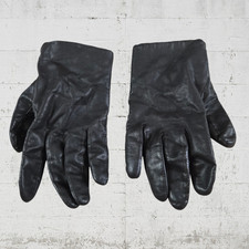 Vintage 70s Black Leather Wool Blend Lined Driving Gloves Size Small