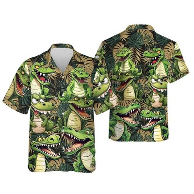 Crocodile Hawaiian Shirt Graphic Cartoon Beach Summer Aloha