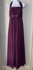 VTG Y2K Jessica McClintock Empire Dress 12 Plum Halter Chiffon Prom Bridesmaid