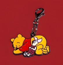 Black Winnie The Pooh  Piglet Charm Zipper Pull  Keychain Add On Clip 