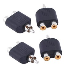 4 set Audio Connector Adapter Plug RCA Splitter AV Converter 1-Male to 2-Female