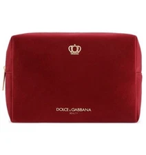 Dolce&Gabbana Beauty Red velvet Q cosmetic makeup/ toiletry bag with zipper -New