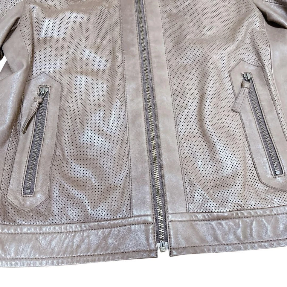 M Size Leather Jacket Paul Stuart Perforated Brown Ladies - Image 4 of 4