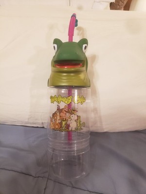 Rainforest Cafe Iguana Lizard 3D Souvenir Water Bottle Drink Snack Cup Straw