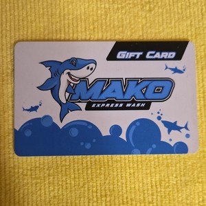  $30 Mako Express Wash Automotive Gift Card Blue Shark Design - No Expiration