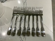 Sabatier SB16 - 18/10 Plain Fiddle Shape Stainless Flatware Set of 8 DinnerForks