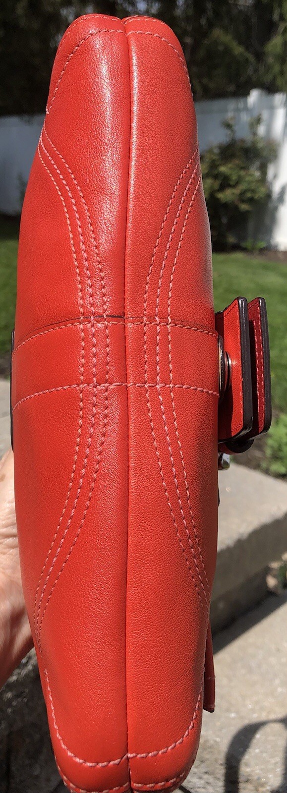 Vintage Coach Soho Flap Y2K Vermilion Orange Red Leather Shoulder Bag 8A05 image 6