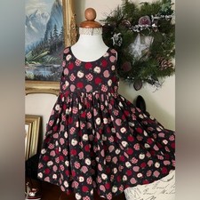 Vintage Handmade Primitive Apple Design Cotton Jumper Dress