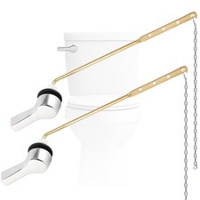 2PCS Toilet Handle Lever Flush Replacement Front Mount Metal Chrome Chain Repair