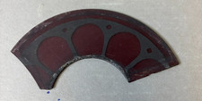 S29 Antique Vtg 4.5 X2.5" Half Round Red Flower Floral Stained Glass Tiles EX