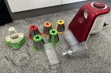Tefal Fresh Express Max Elektrische Salatmaschine & Reibe - 5 Kegelaufsätze - Rot