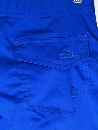 L.L. Bean Boys Light and Dark Blue Drawstring Swim Shorts with Mesh Lining - Picture 3 of 9