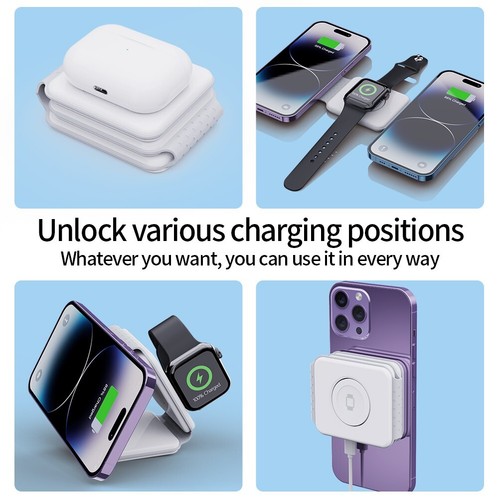 HSquared 3-in-1 Wireless Charging Station – Desk Accessory, Travel Charger - Picture 14 of 15