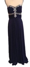 Designer Cache Long Evening Dress Size 8 Rhinestone Bodice Purple