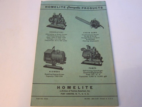 NEU ALTER LAGER 1955 Homelite Kettensäge 5-20 Bedienungsanleitung POSTEN mehr aufgeführt LG5 - Bild 4 von 4