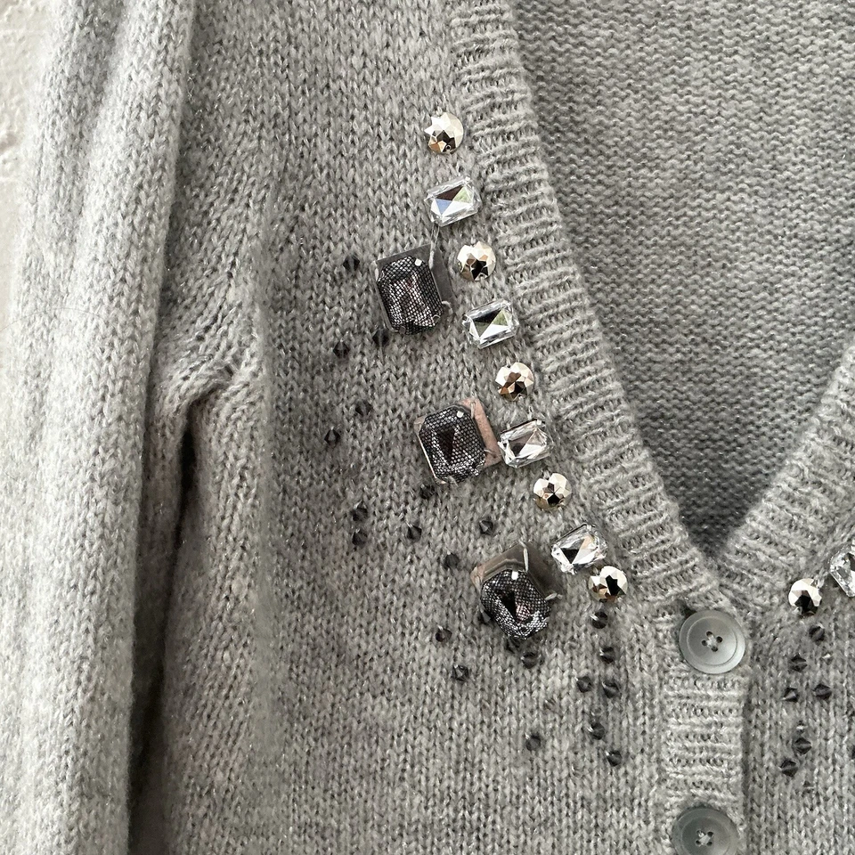 Suéter Express Mujer Mezcla de Lana Brillante Estrás Brillo Botón Cárdigan Talla Lg Foto 4 de 4