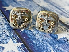 VINTAGE WW2 ERA US NAVY OFFICER CUFFLINKS - FAMOUS MAKER DOLAN BULLOCK STERLING!