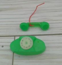 VTG 70’s Barbie Doll Lime Green Oval Rotary Telephone Phone Accessory Mattel Toy