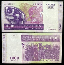 Madagascar 1000 Ariary 2004 P-89b Banknote World Paper Money UNC Currency Bill