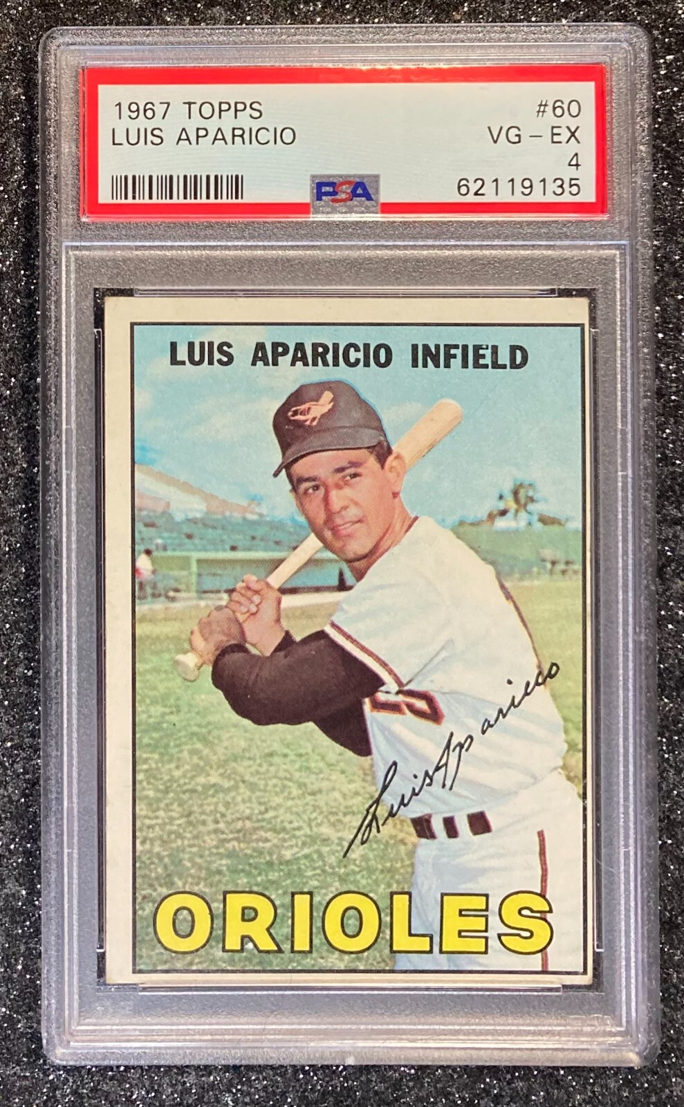 1967 Topps Luis Aparicio #60 Baseball Card Baltimore Orioles (HOF) PSA 4 VG-EX