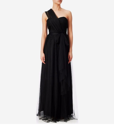 Nwt Adrianna Papell Talla 2 sin Tirantes Infinito Tul Vestido Negro Dama  Honor | eBay