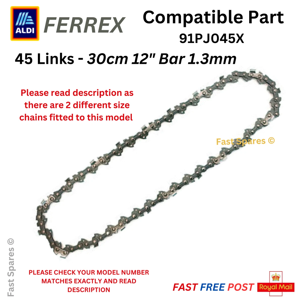 Aldi electric on sale chainsaw replacement chain