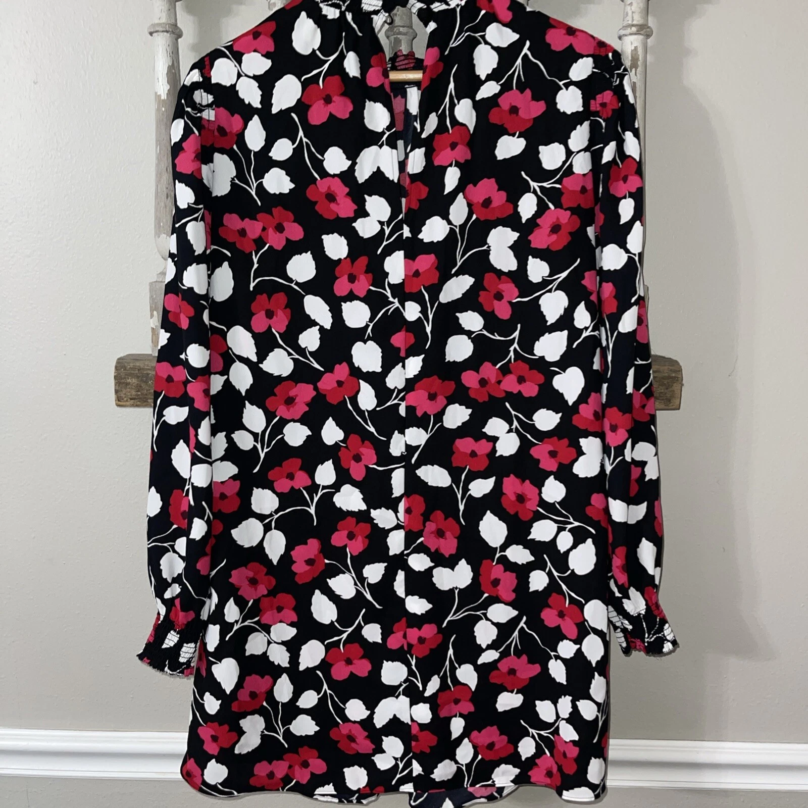 Abito Kate Spade Fleur Crepe Floreale Finto Collo Mini Cambio Designer Taglia S Vintage