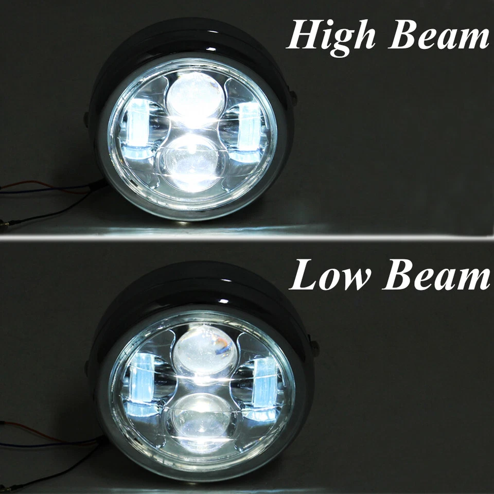 Universal 6.5" Motorcycle Hi/Lo Headlight LED Light W/ Bracket Mount For Harley - Image 4 of 4