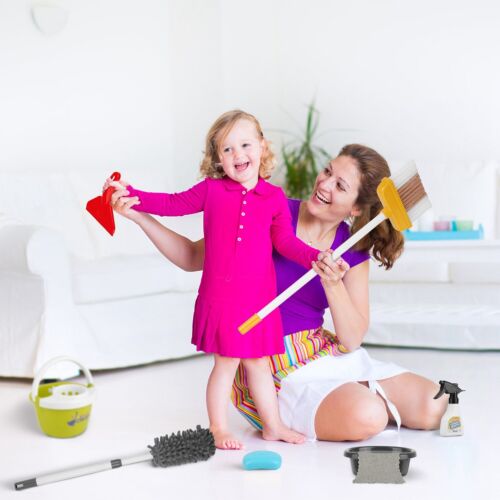 Kids Pretend Play Set Toys Educational Cleaning Tools Vacuum Cleaner Mop Basket - Picture 13 of 13