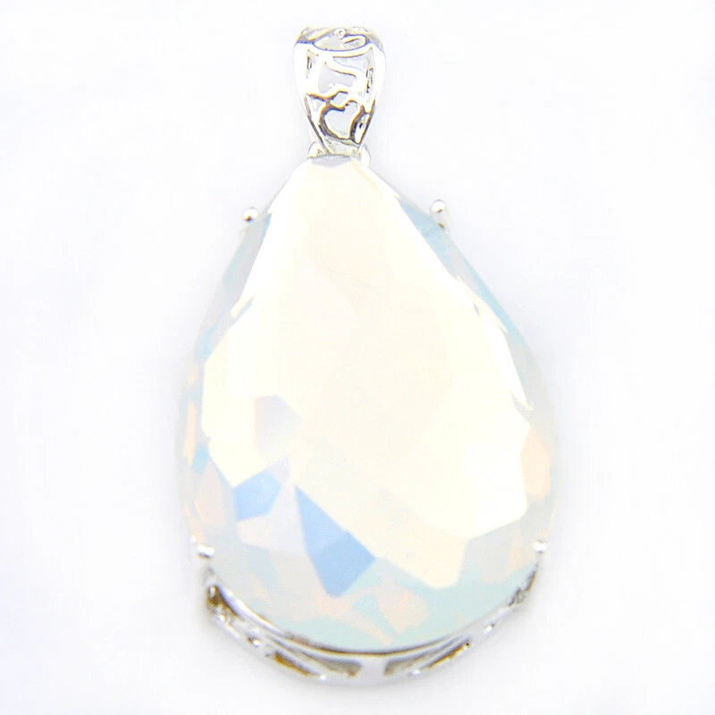 Pingentes de colar encantador prata pedras preciosas arco-íris presente de Natal deslumbrante - Imagem 3 de 4