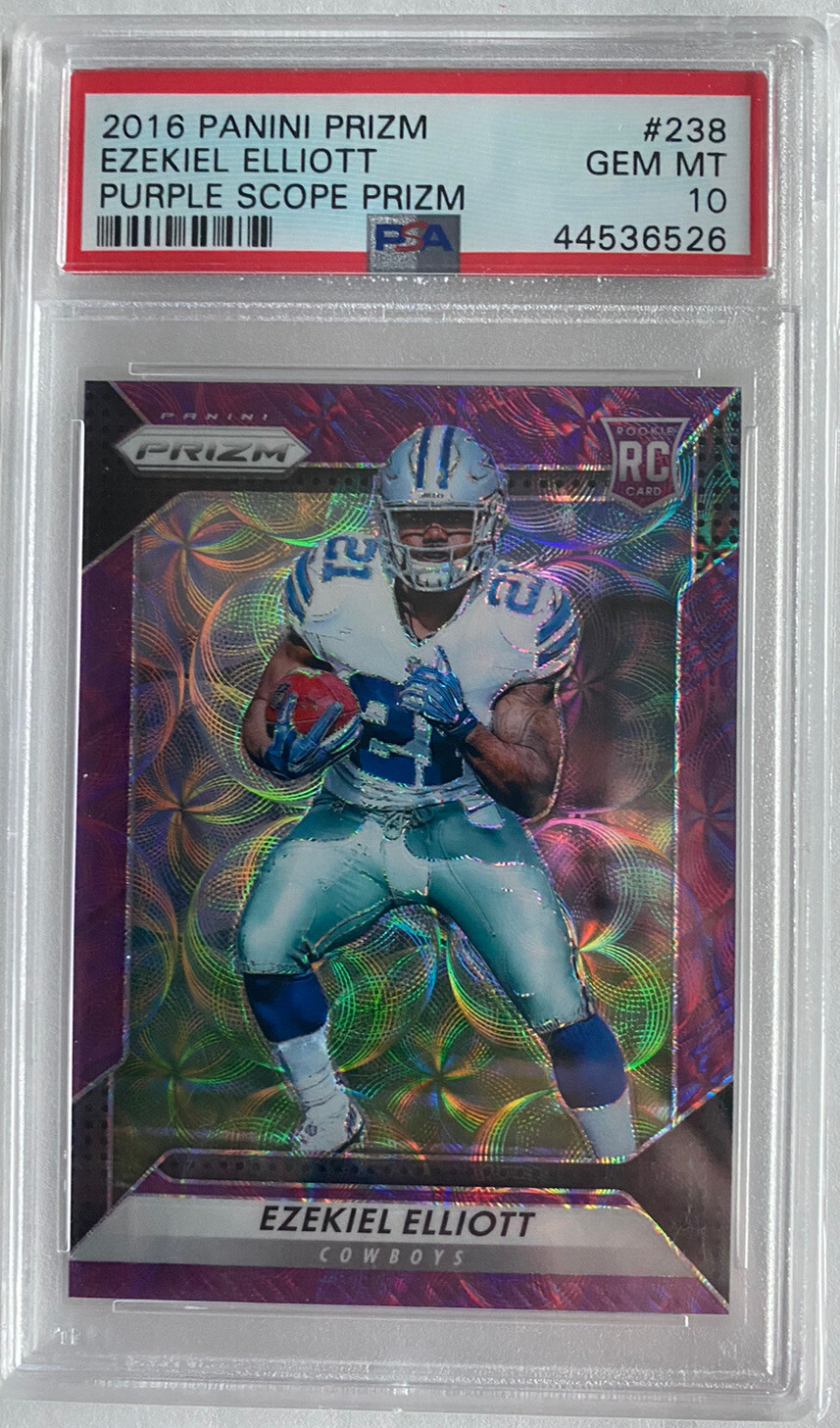 2016 Panini Prizm #238 Ezekiel Elliott Purple Scope #/99 PSA 10 Cowboys