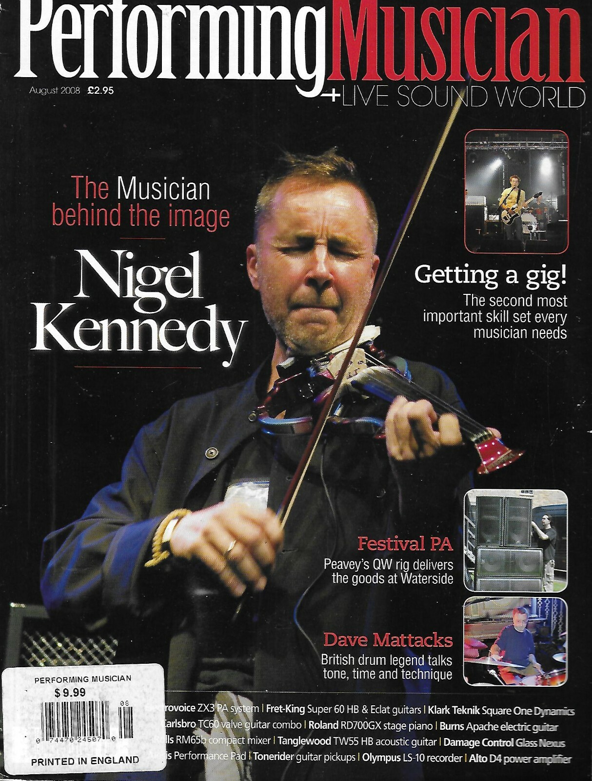 Performing Musician Magazine Nigel Kennedy Dave Mattacks Festival PA Gigs 2008
