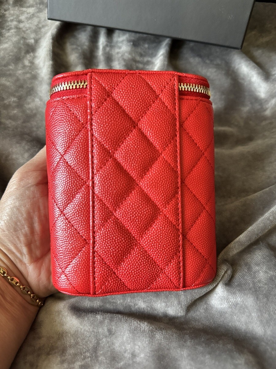 CHANEL Mini Vanity 22C Red Caviar Leather Classic Chain w/Tags