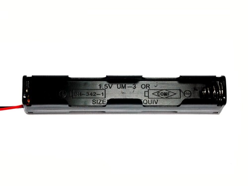 4pc Battery Holder Cassette BH342-1A AA R6P UM-3 1.5Vx4 Wire Lead COMF Taiwan 6V - Picture 3 of 5