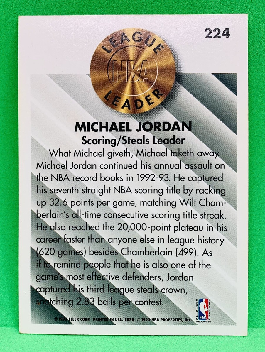 93-94 Fleer NBA LEAGUE LEADER Michael Jordan Chicago Bulls