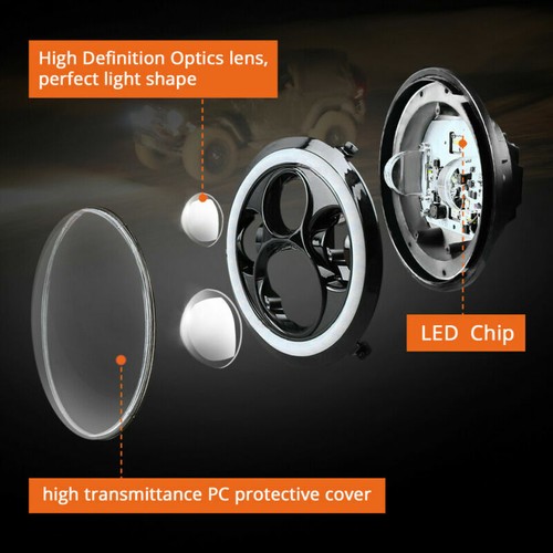 Pair 7 inch Round LED Headlight Hi-lo For 1975-1980 Chevy K10 K20 K5 Blazer - Picture 6 of 12