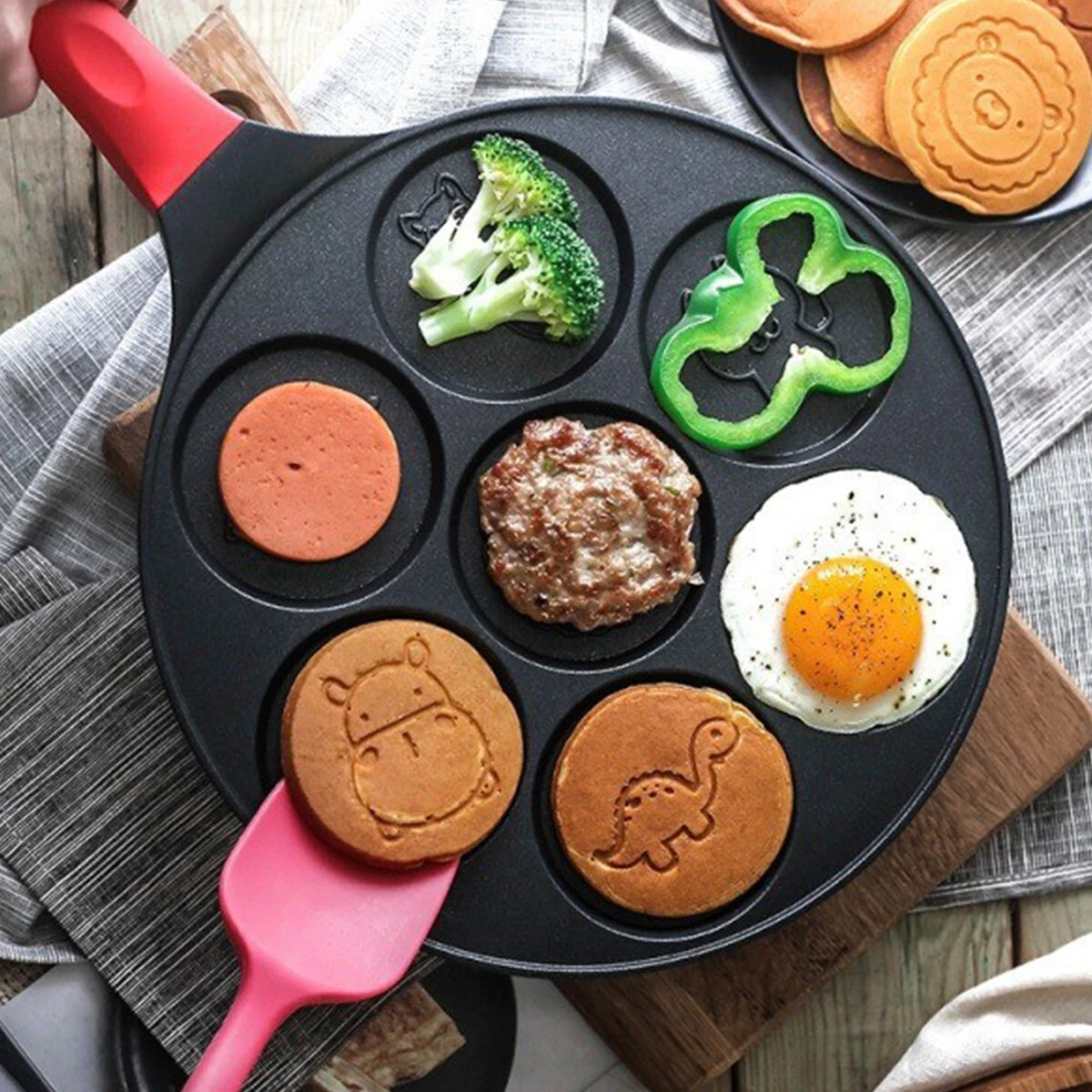 Pancake Pan with Handle 7 Animal Molds Pancake Maker Pan for Kids€